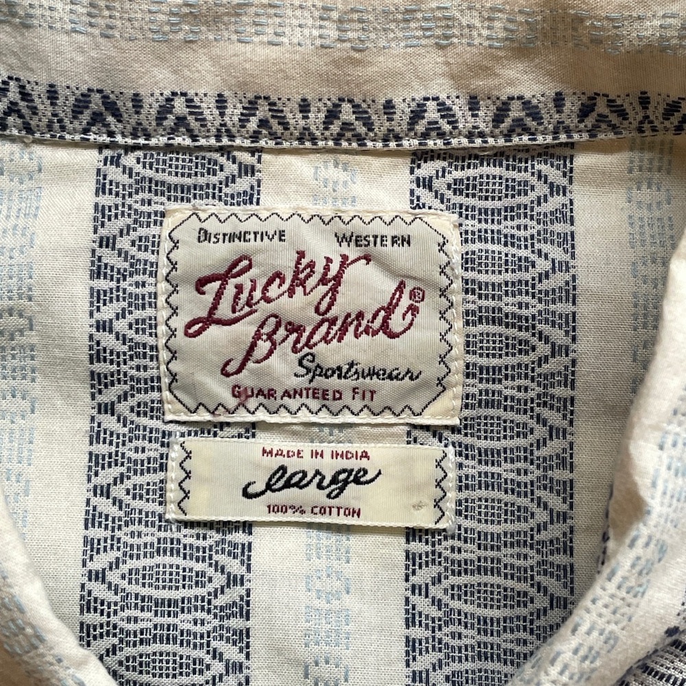 Lucky Brand Indigo and Cream Patterned Shirt